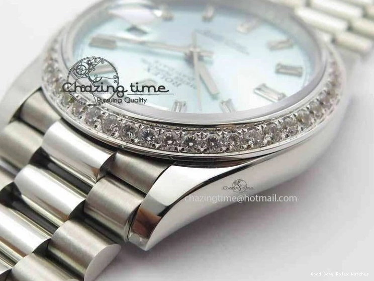 Best AAA Replica Sites 3699 BP Stylish SS Maker Best Ice SS On Bracelet Bezel Diamond ETA Day Blue 40mm Date Edition Dial 1228